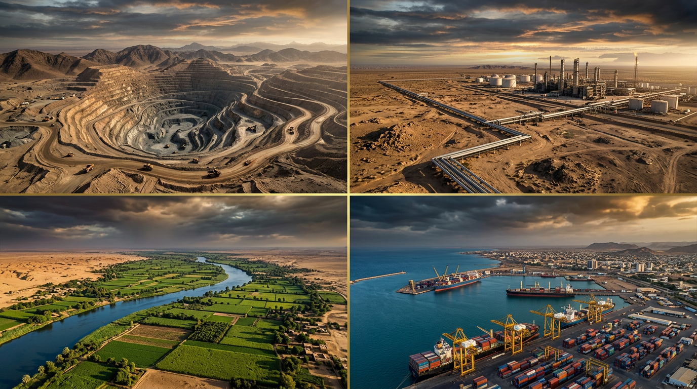 Sudan assets — mining, oil, agriculture, port